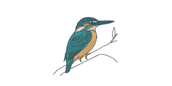 Kingfisher Machine Embroidery Design - Machine Embroidery File 4x4 inch hoop