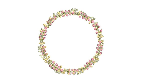 Vintage Wreath Embroidery -  Wreath Machine Embroidery File design - 5x7 inch hoop - instant download