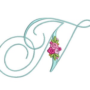 Pretty Rose Script LETTER N Machine Embroidery File design - 6 x 10 pulgadas hoop - Monogram design