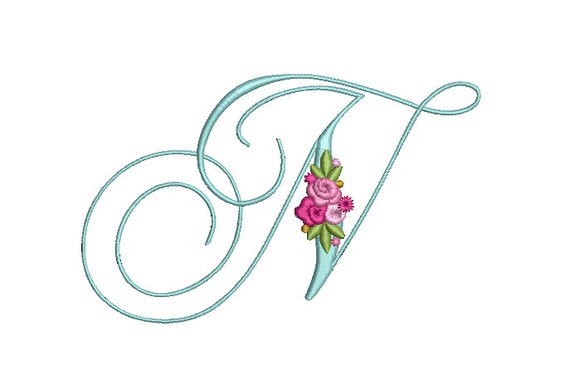 Pretty Rose Script LETTER N  Machine Embroidery File design - 6 x 10 inch hoop - Monogram design