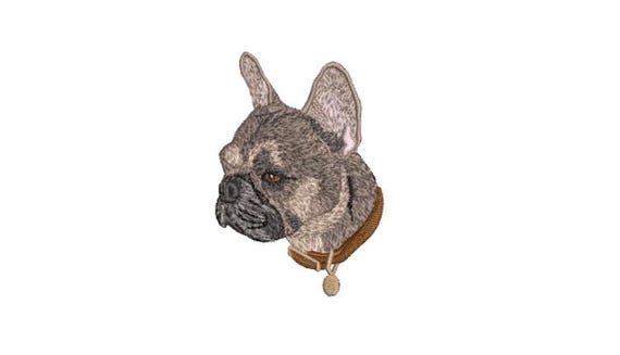 Blue Fawn Frenchie Portrait Machine Embroidery File design - 4x4 inch hoop - French Bulldog Embroidery - Pet Portrait