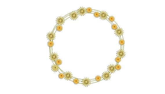 Daisy Chain Flower Wreath Wreath- Machine Embroidery File design - 8 x 8 inch hoop - monogram Frame - Instant download