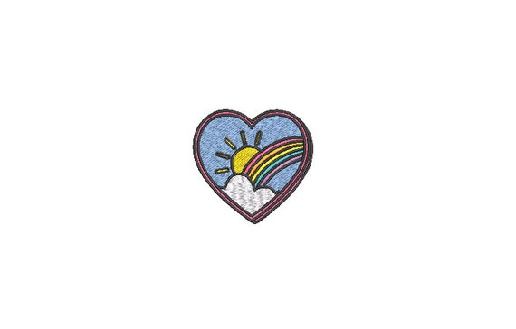 Heart Rainbow Sun Machine Embroidery File design 4 x 4 inch hoop - 2 inches Mini