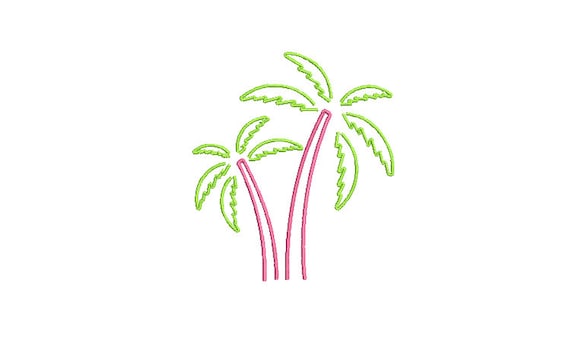 Neon Sign Palm Trees Machine Embroidery File design - 4 x 4 inch hoop - Palm Tree Silhouettes