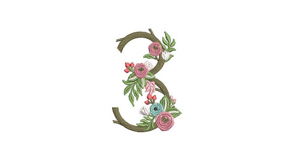 Flower Number 3 - THREE - Third Birthday-  Machine Embroidery File design - 4x4 hoop - embroidery design