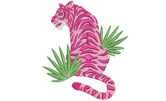 Tiger Embroidery Design - Pink Tiger Machine Embroidery File design - 5x7 inch hoop - Chinoiserie Design - instant download
