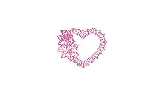 Valentines Heart Lace Frame Machine Embroidery File design -  4 x 4 inch hoop - Heart embroidery design