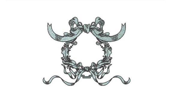 Antique Bow Monogram Frame - Machine Embroidery File design - 5x7 inch hoop - Monogram Frame