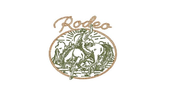 Rodeo Cowboy Badge Machine Embroidery File design - 4x4 inch hoop - Western Embroidery Design Download