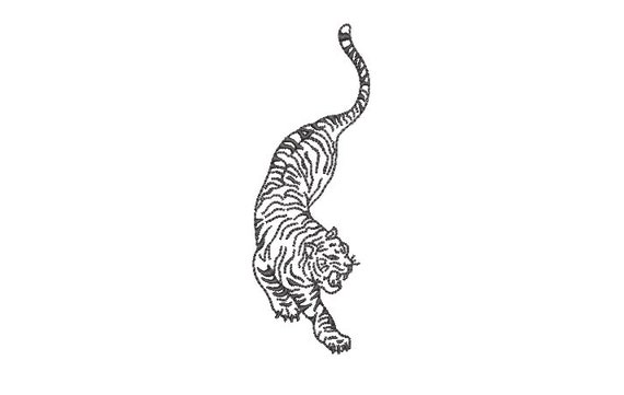 Easy Tiger Machine Embroidery File design - 4x4 inch hoop - Chinoiserie Embroidery Design