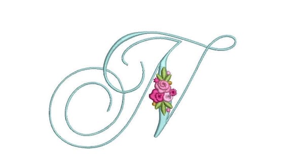 Pretty Rose Script LETTER N  Machine Embroidery File design - 6 x 10 inch hoop - Monogram design