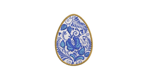 Delft Blue Easter Egg Machine Embroidery File design - 4 x 4 inch hoop - instant download