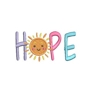 Hope Machine Embroidery File design -  4 x 4 inch hoop - Heart embroidery - Positive Quote
