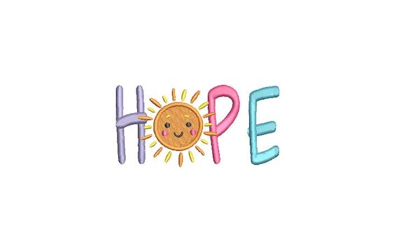 Hope Machine Embroidery File design -  4 x 4 inch hoop - Heart embroidery - Positive Quote