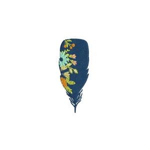 Machine Embroidery Whimsical Floral Boho Feather Machine Embroidery File design 4 x 4 inch hoop