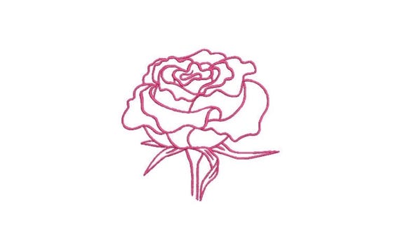 Satin Stitch Rose Outline Machine Embroidery File design - 4 x 4 inch hoop - Rose Head