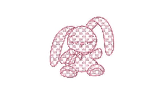 Check Bunny Rabbit  - Machine Embroidery File design 4 x 4 inch hoop - Easter Embroidery Design