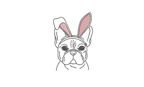 Easter Frenchie Machine Embroidery File design. 4x4 inch hoop. French Bulldog Machine Embroidery Digital Download