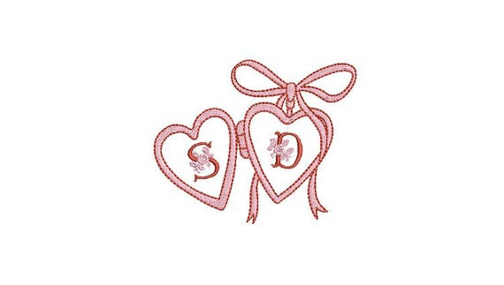 Valentine Bow Heart Locket Monogram Frame - Machine Embroidery File design -  4x4 inch hoop - Letters Not Included
