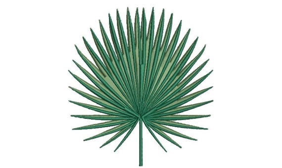 Fan Palm Leaf Machine Embroidery File design - 5 x 7 inch hoop - Palm Silhouette -  Brother Embroidery