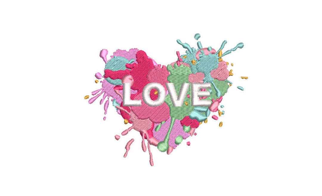 Love Paint Embroidery Machine Embroidery File Design 4x4 Inch Hoop 10cm