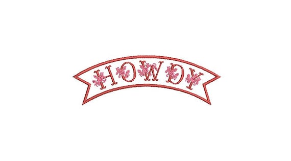 Howdy Rose Banner Pennant  - Western Machine Embroidery File design - 5x7 inch hoop - Cowgirl Design - Cowboy Embroidery