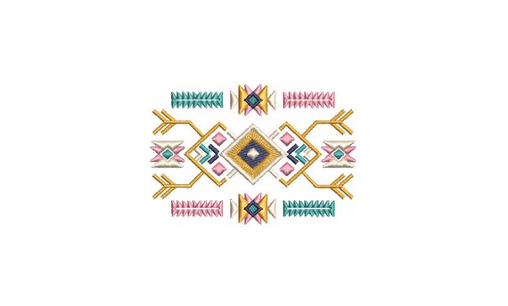 Aztec Print - Machine Embroidery File design - 4x4 inch hoop - Monogram Frame - Boho Embroidery Design