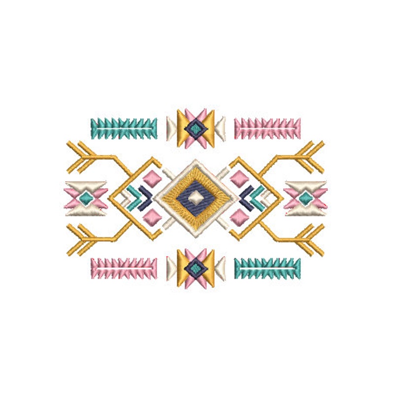 D120002402 3D Childrens Aztec Embroidery with Navy and Square Belt Buckle Western Brown Belt