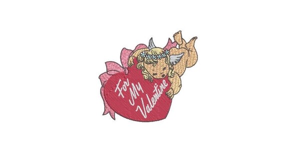 For My Valentine Machine Embroidery File design - 4x4 inch - valentines embroidery design - Heart embroidery