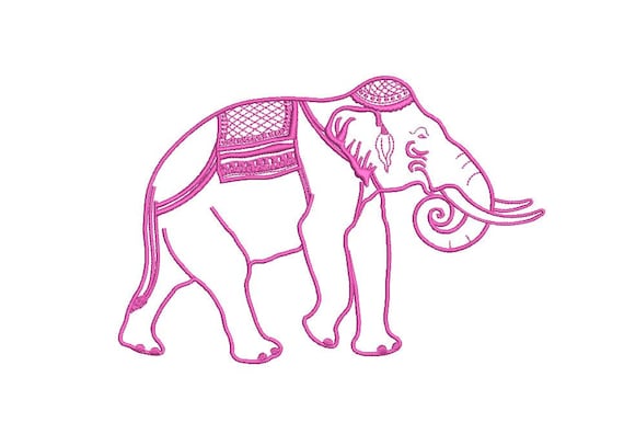 Chinoiserie Chic Indian Elephant - Machine Embroidery File design  - 5x7 hoop