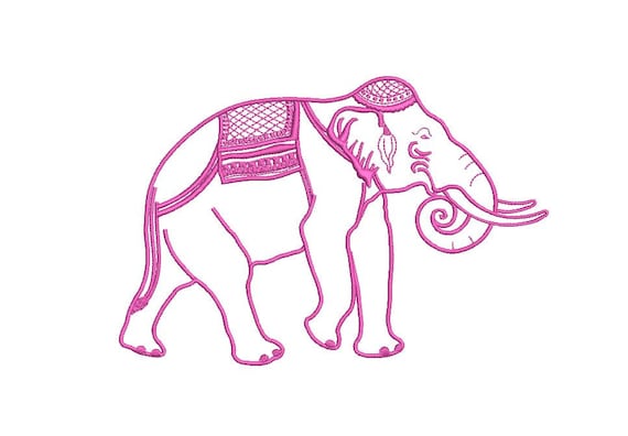 Chinoiserie Chic Indian Elephant - Machine Embroidery File design  - 5x7 hoop