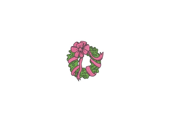 Mini Simple Bow Wreath Christmas Embroidery - Machine Embroidery File design - 4x4 inch hoop - Christmas Embroidery Design