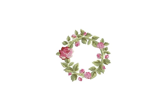 Rose Wreath Machine Embroidery File design 4x4 inch hoop