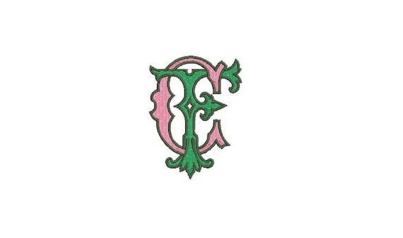 Antique C F Monogram or F C  -  Machine Embroidery File design - 3x3 inch hoop - Vintage Monogram
