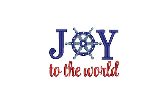Ships Wheel Nautical Machine Embroidery File design 5x7 inch hoop - Joy To The World - instant download