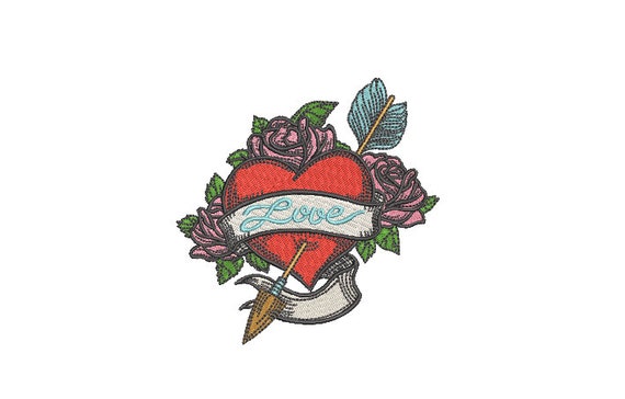 Love heart Arrow - Machine Embroidery File design  - 4 x 4 inch hoop - instant download