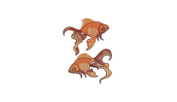 Goldfish Machine Embroidery File design - 4x4 inch hoop - Fish Design - Gold Fish Embroidery