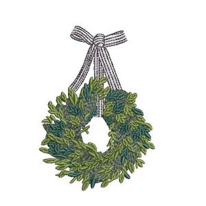 Ribbon Wreath Embroidery - Machine Embroidery File - design 4x4 inch hoop - Monogram frame