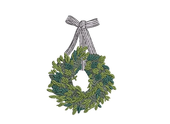 Ribbon Wreath Embroidery - Machine Embroidery File - design 4x4 inch hoop - Monogram frame