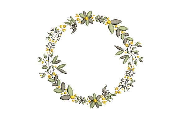 Boho Yellow Wildflower Wreath Machine Embroidery File design -  6x10 inch hoop - Machine Embroidery Design