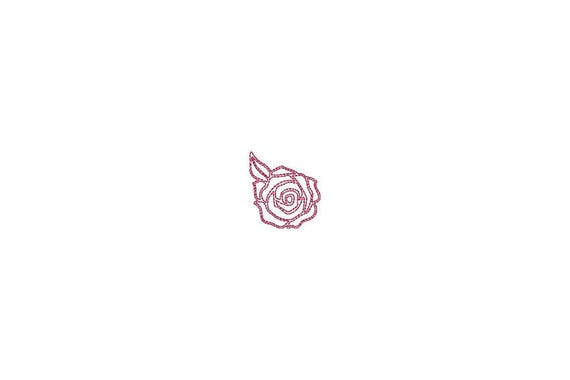 Mini Sketch Rose Outline Machine Embroidery File design - 4 x 4 inch hoop - Rosette - dad cap design - mini rose design