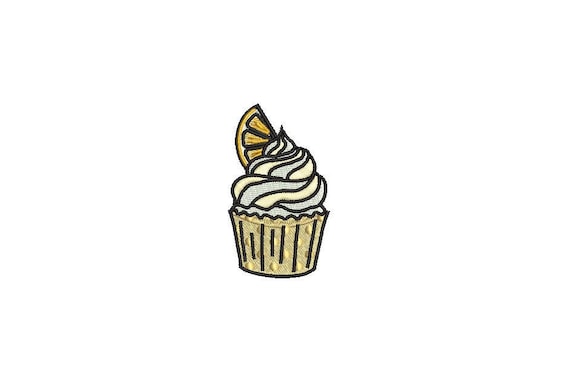 Cupcake Embroidery - Lemon Cupcake Machine Embroidery File design 4x4 inch hoop - Mini Cupcake