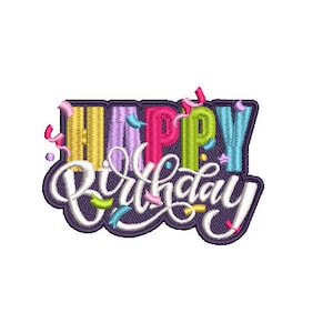 Happy Birthday Logo -  Machine Embroidery File design - 4x4 hoop - embroidery design