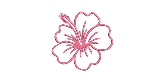 Hibiscus Outline Machine Embroidery File - 4x4 inch hoop - Flower Embroidery Download