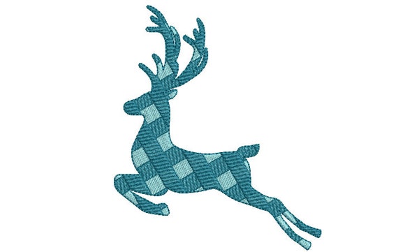 Plaid Deer Christmas Embroidery - Xmas Machine Embroidery File design - 5x7 hoop - Christmas Deer - instant download