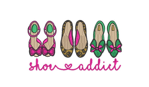 Shoe Addict Machine Embroidery File design - 5x7 hoop - instant download - embroidered shoes