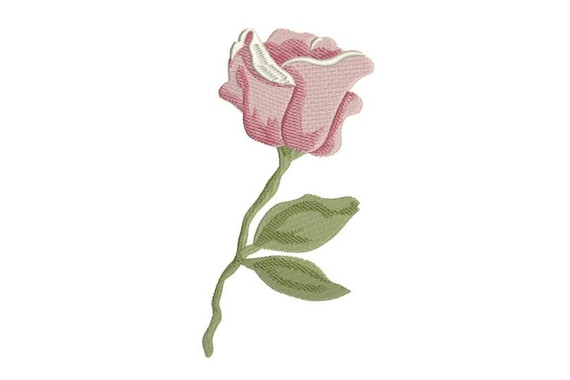 Pink Rose Stem Machine Embroidery File design 5 x 7 inch hoop - Silhouette