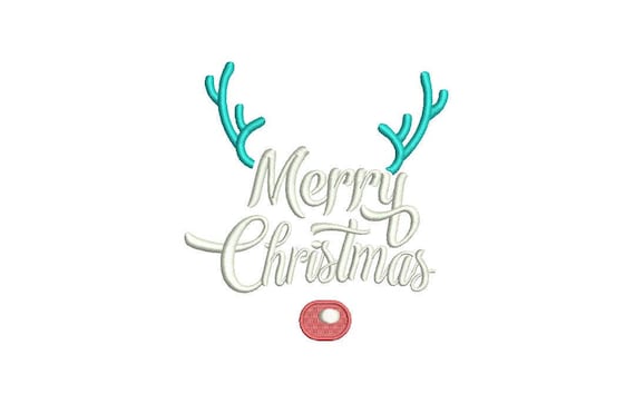 Merry Christmas Rudolph Embroidery - Reindeer Deer Silhouette Machine Embroidery File design 4x4 inch hoop