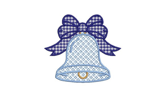 Bell Christmas Embroidery - Machine Embroidery File design - 4 x 4  inch hoop - Christmas Embroidery Design