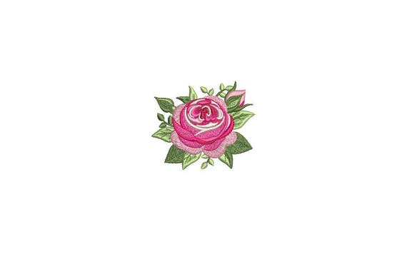 Rose Embroidery -English Rose Machine Embroidery File design 6cm - 4 x 4 inch hoop - Rosette - Rose Silhouette